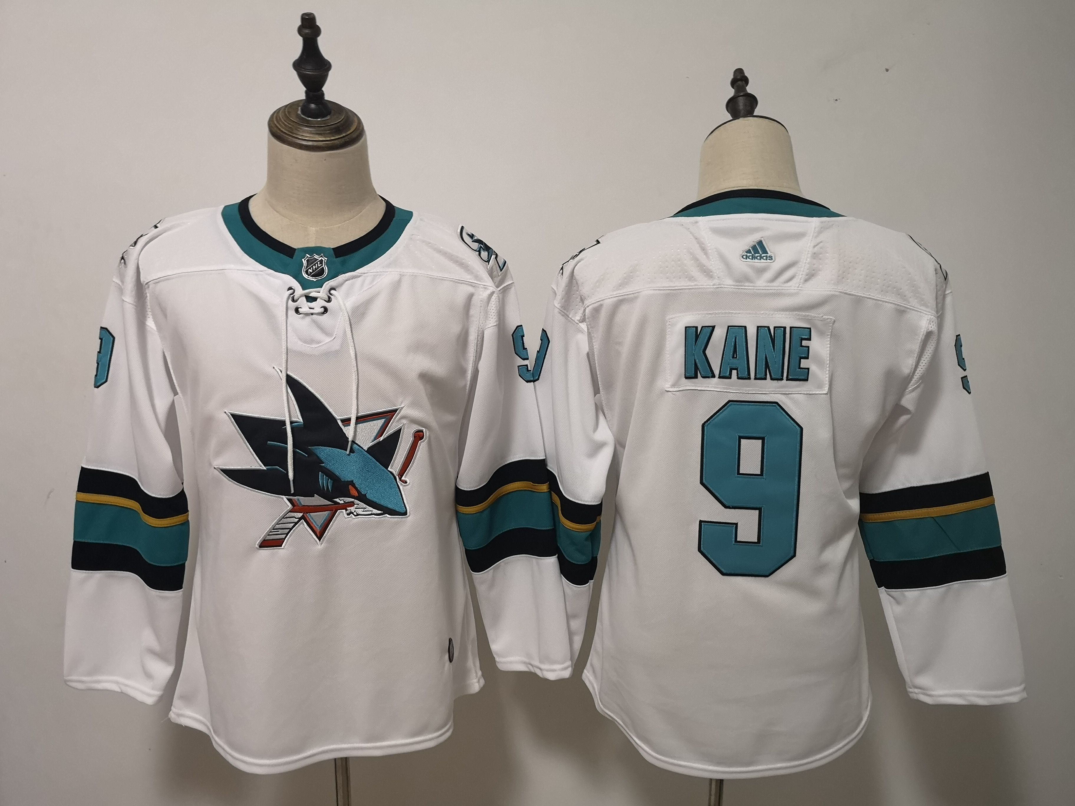 Women San Jose Sharks 9 Kane White Adidas Stitched NHL Jersey